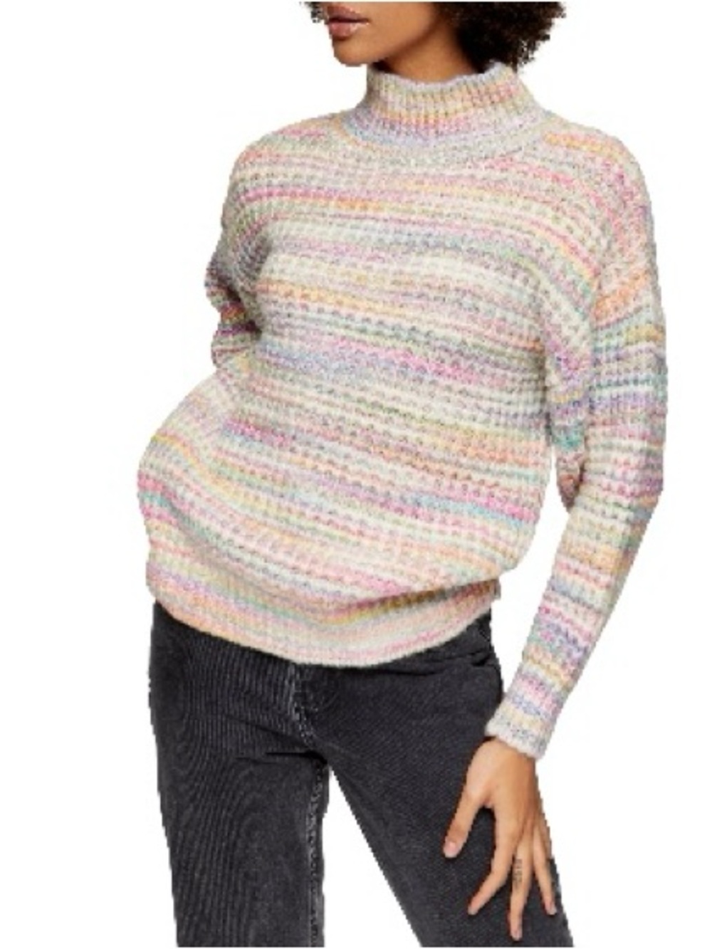 Topshop Colorful Pastel Stripe Turtleneck Sweater